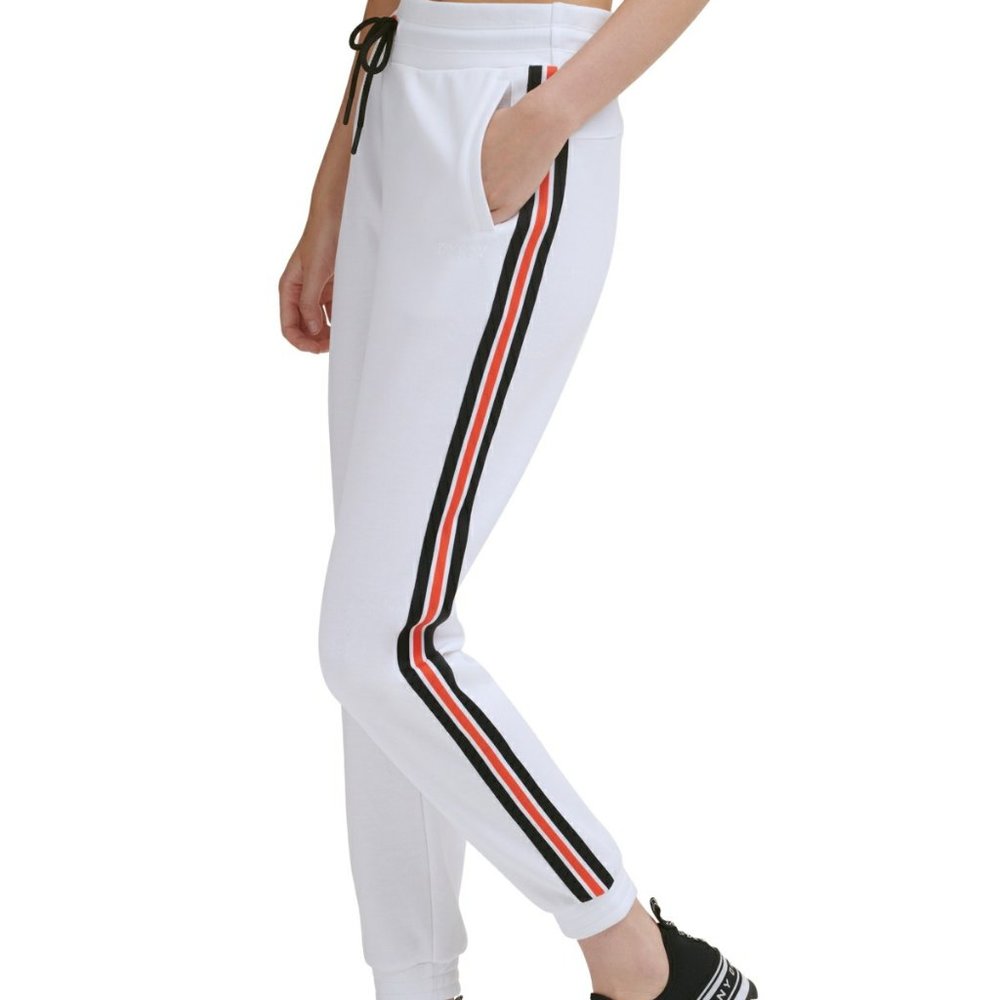 Dkny Sport Women's White Side-Stripe Joggers Size M